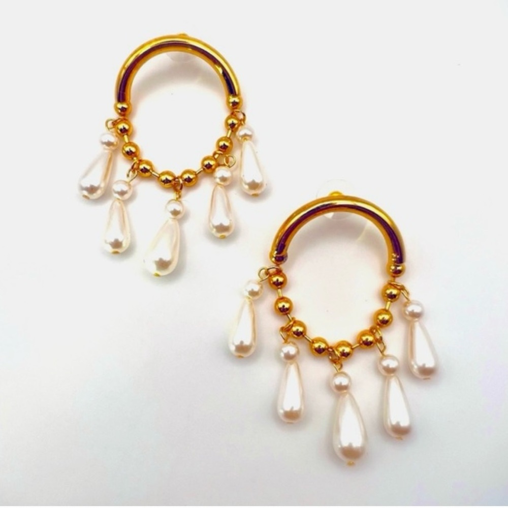 Zara White Pearl Chandelier Earrings